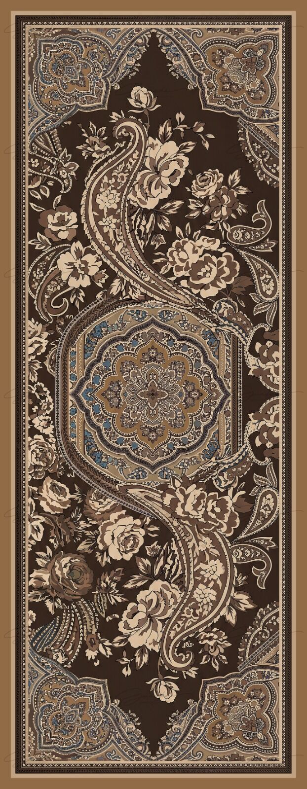 Kahve Paisley Desenli Şal