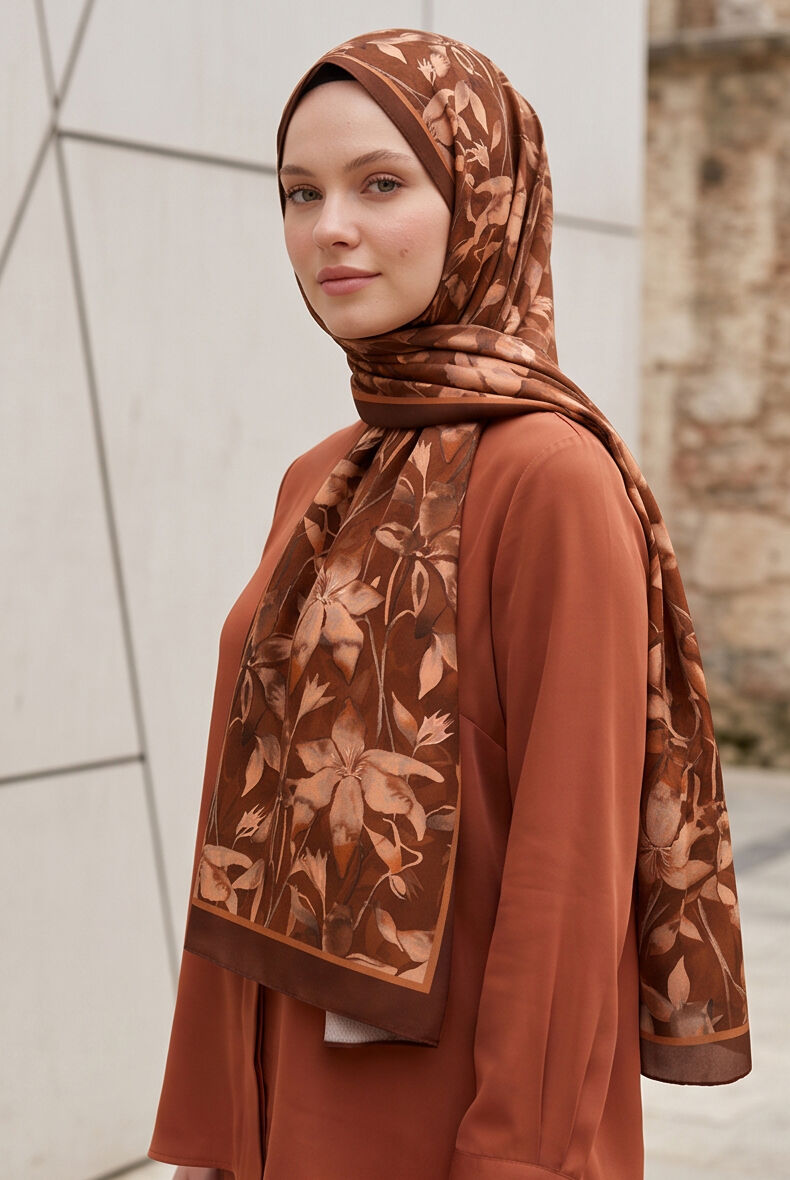 Toprak Tonları Geçişli Elegant Soft Şal