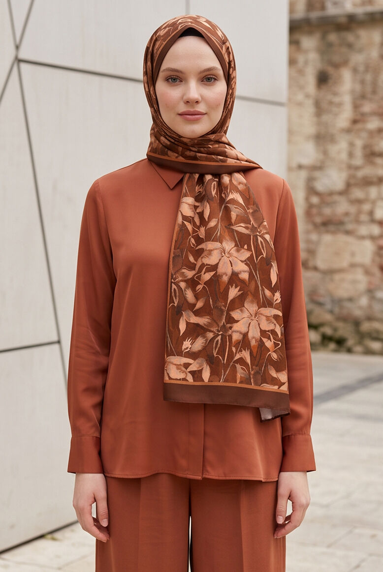 Toprak Tonları Geçişli Elegant Soft Şal