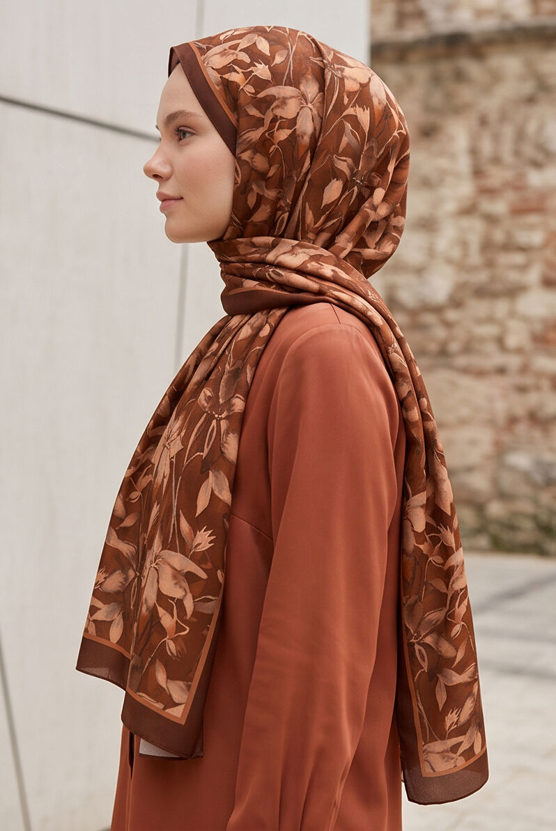 Toprak Tonları Geçişli Elegant Soft Şal