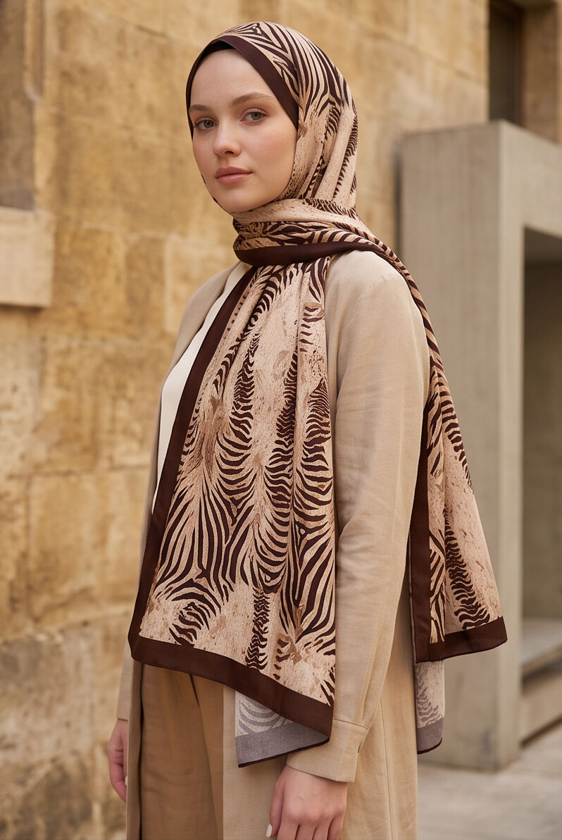 Zebra Desenli Soft Vual Şal