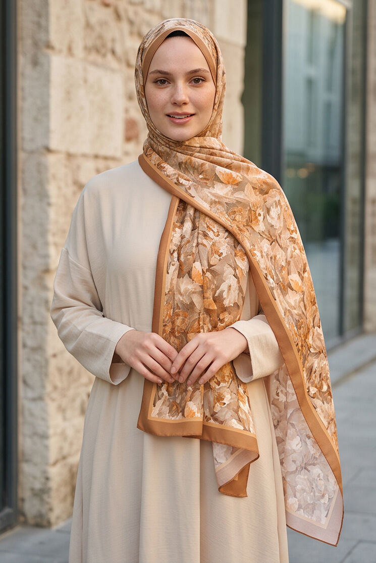 Romantik Camel Çiçek Buketi Soft Şal
